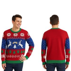 Jolly Sweaters Ugly Christmas Sweater LG Classic Funny Reindeer Humorous Festive